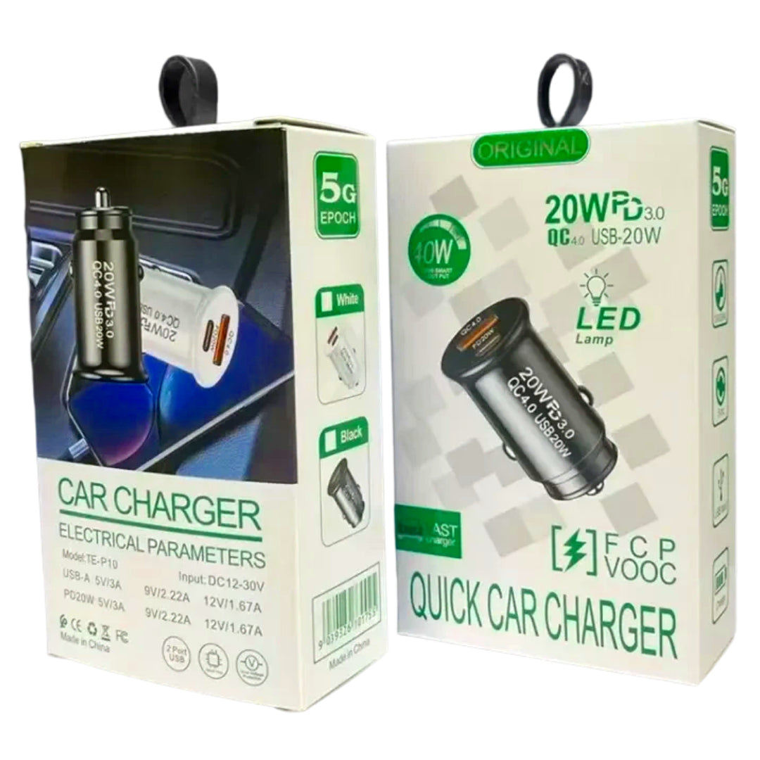 20W Dual USB Type-C Car Charger