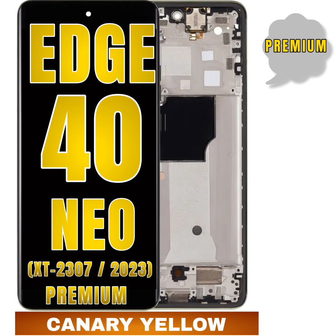 For Moto Edge 40 Neo (XT-2307-1 / 2023) OLED Screen Replacement With Frame (Premium) (Canary Yellow)