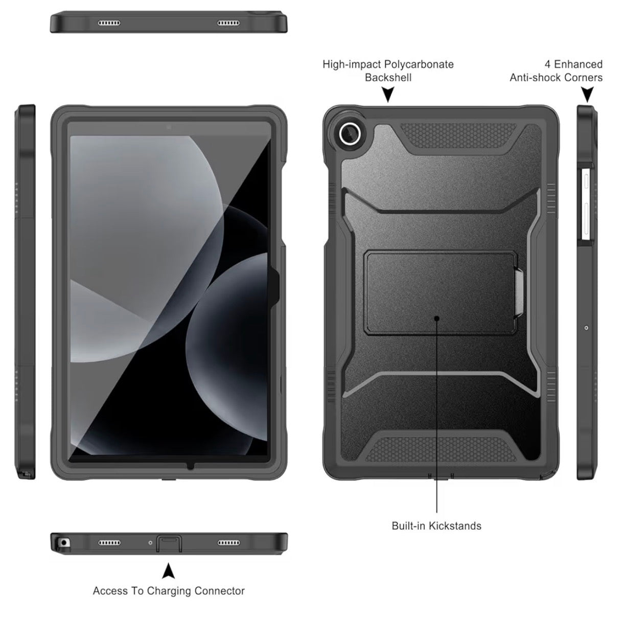 For Galaxy Tab A9 / Tab A11 8.7" Heavy Duty Cases With Kickstand (All Colors)