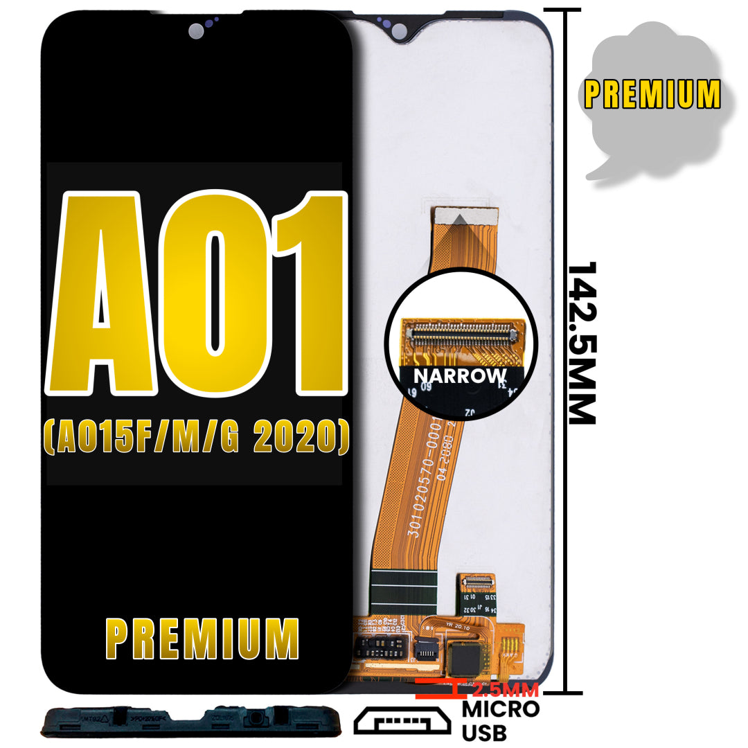 For Samsung Galaxy A01 (A015F/M/G 2020) LCD ASSEMBLY Without Frame (GLOBAL MODEL) (MICRO USB) (142.5MM) (Premium) (ALL COLORS)