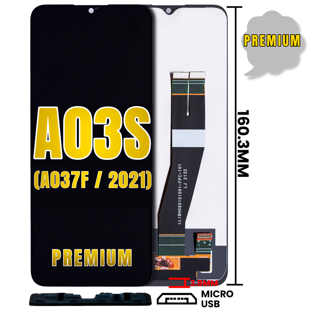 For Samsung Galaxy A03S (A037F / 2021) LCD Screen Replacement Without Frame (Dual Sim) (MICRO-USB) (Premium) (All Colors)