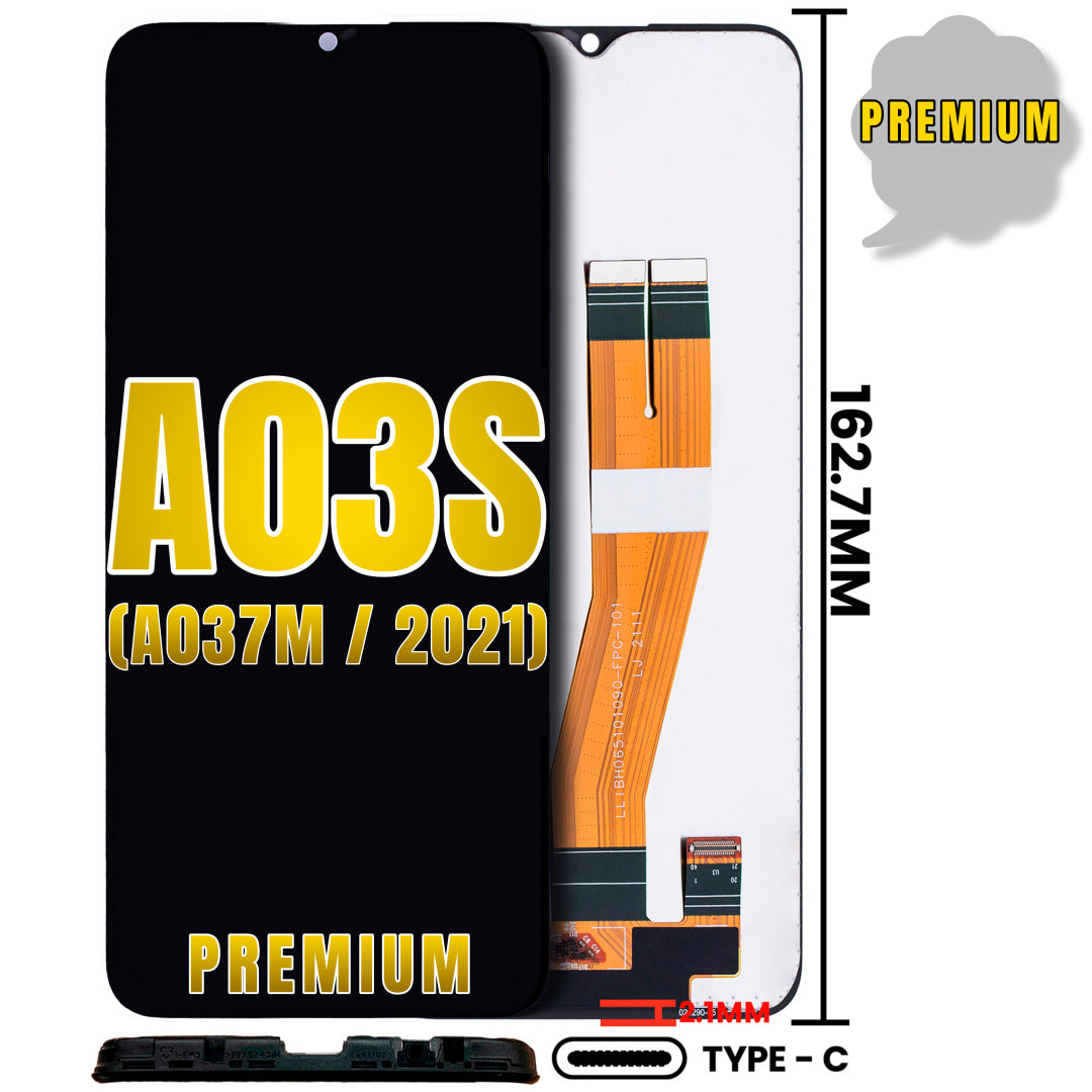 For Samsung Galaxy A03S (A037M / 2021) LCD Screen Replacement Without Frame (Single Sim) (Type-C) (Premium) (All Colors)