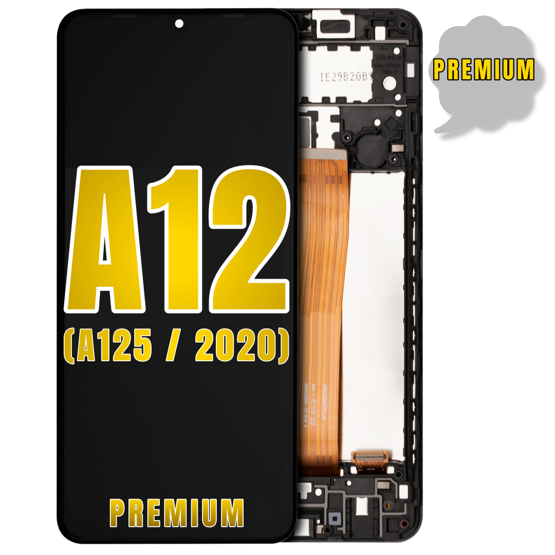 For Samsung Galaxy A12 (A125 / 2020) LCD Screen Replacement With Frame (Premium) (Black)