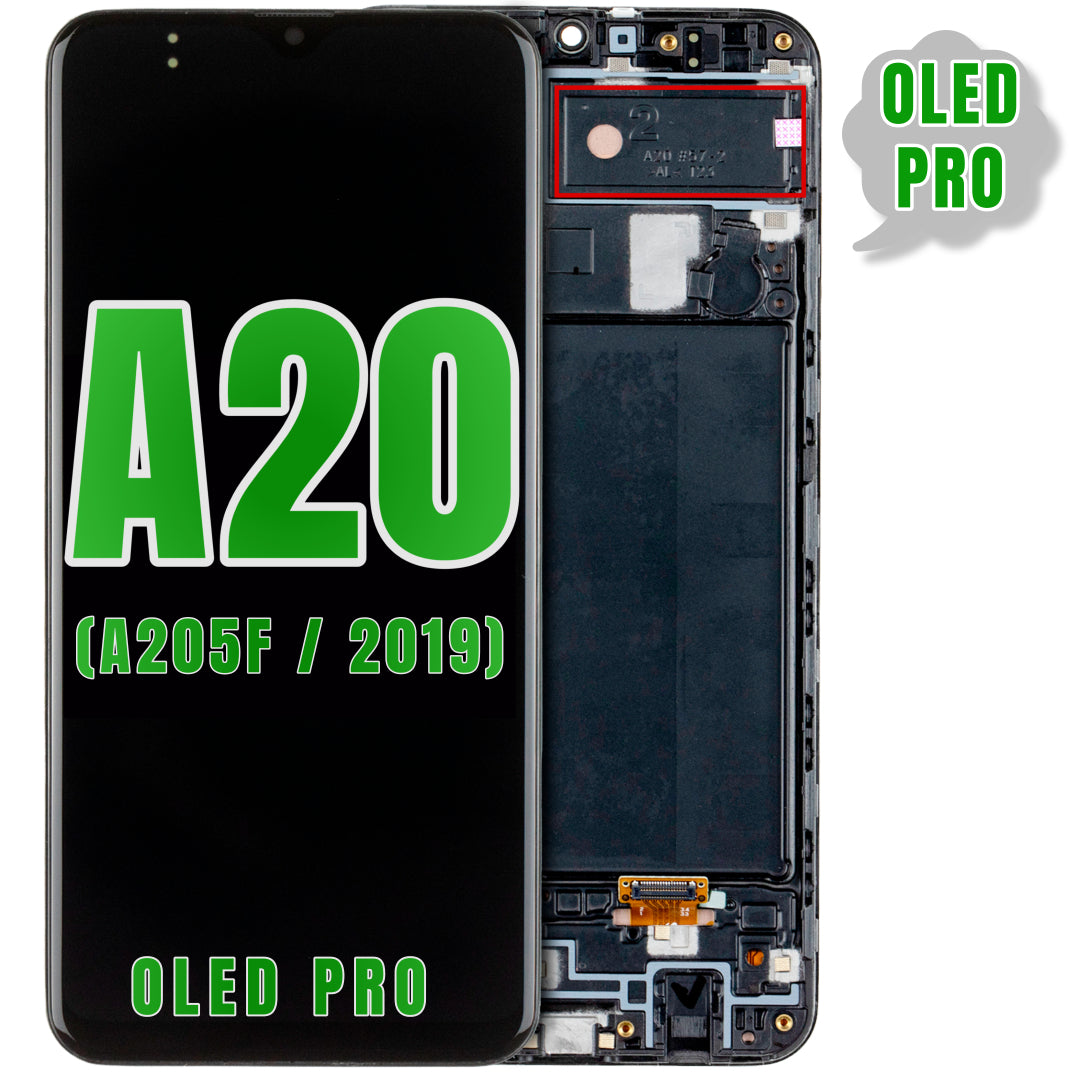 For Samsung Galaxy A20 (A205F / 2019) LCD Screen Replacement With Frame (Oled Pro) (All Colors)