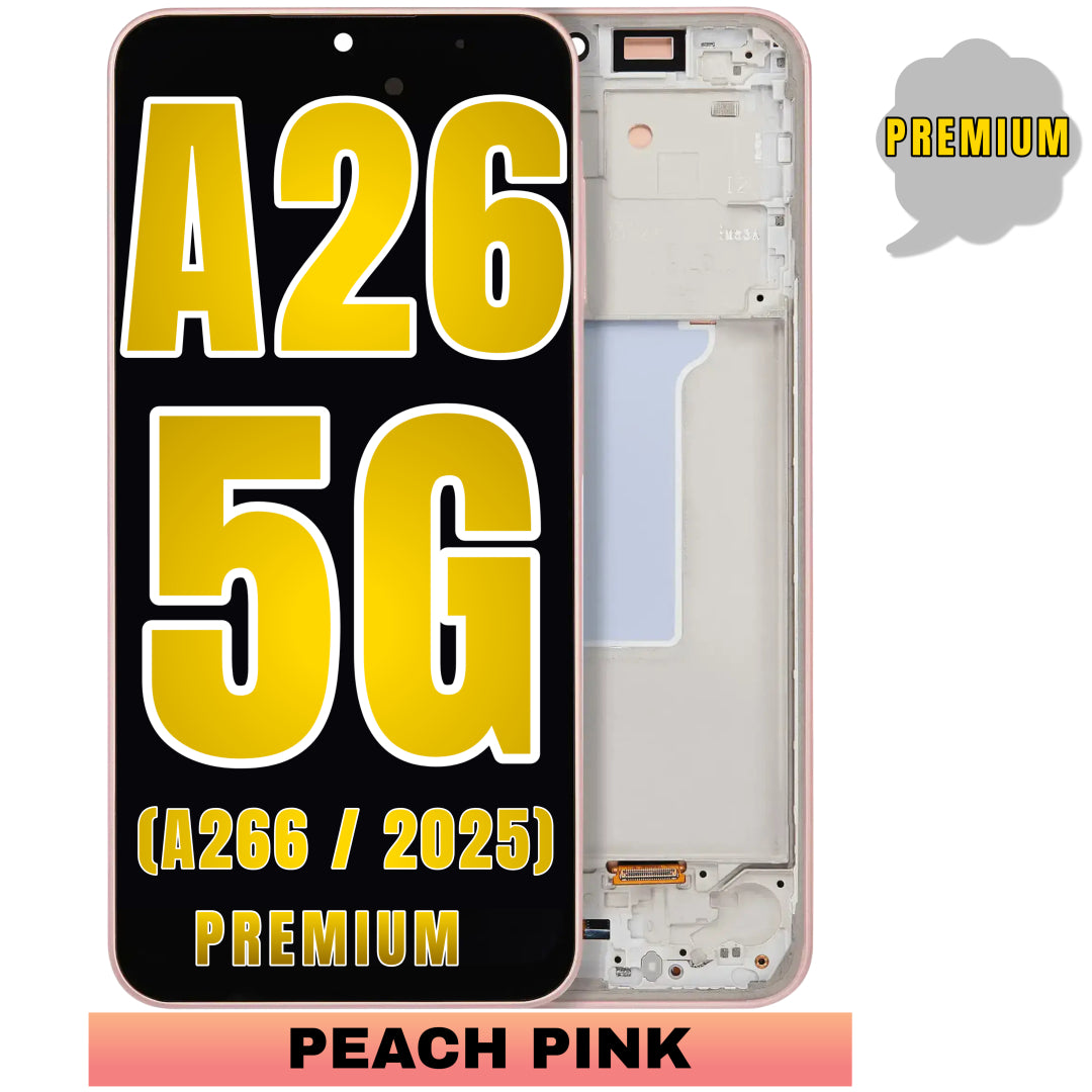 For Samsung Galaxy A26 5G (A266 / 2025) OLED Screen Replacement With Frame (Peach Pink)