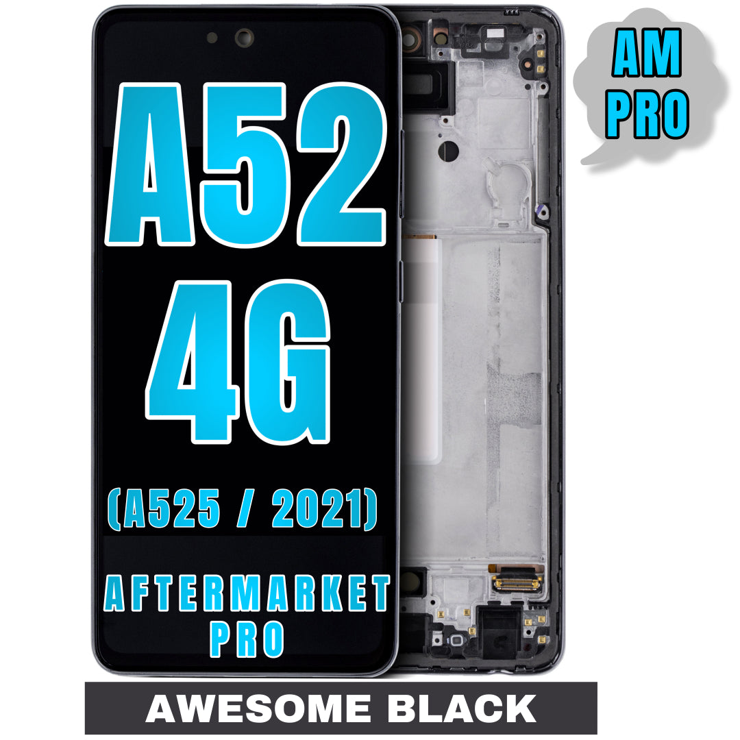 For Samsung Galaxy A52 4G (A525 / 2021) LCD Screen Replacement With Frame (Without Finger Print Sensor) (Aftermarket Pro) (Awesome Black)