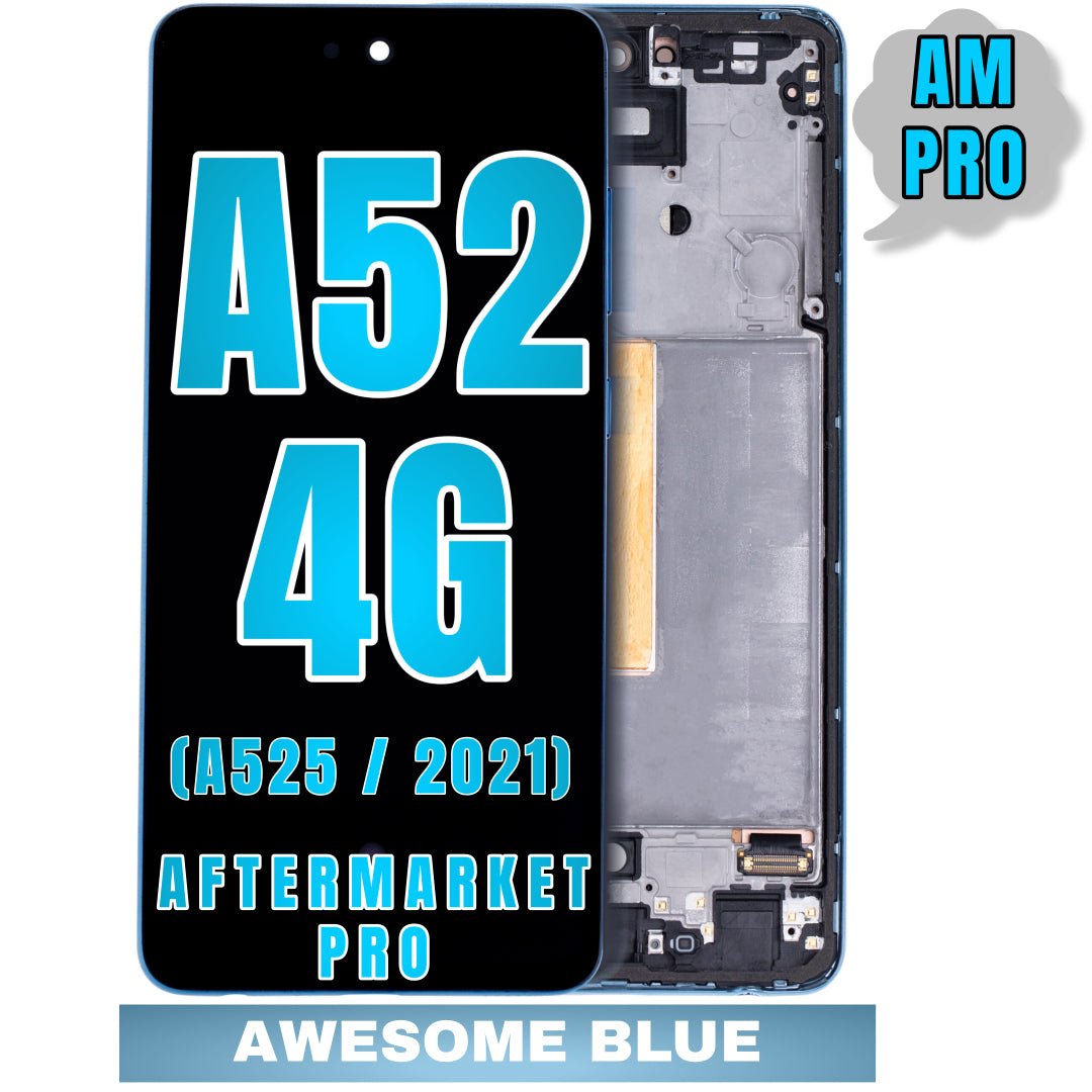 For Samsung Galaxy A52 4G (A525 / 2021) LCD Screen Replacement With Frame (Without Finger Print Sensor) (Aftermarket Pro) (Awesome Blue)