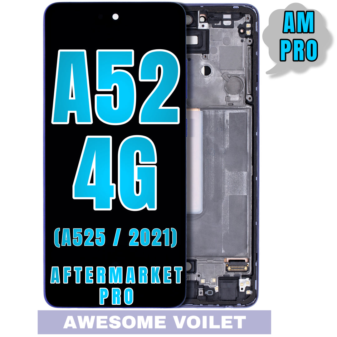 For Samsung Galaxy A52 4G (A525 / 2021) LCD Screen Replacement With Frame (Without Finger Print Sensor) (Aftermarket Pro) (Awesome Violet)