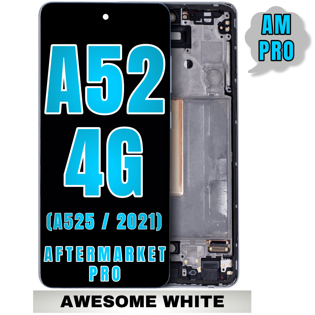 For Samsung Galaxy A52 4G (A525 / 2021) LCD Screen Replacement With Frame (Without Finger Print Sensor) (Aftermarket Pro) (Awesome White)