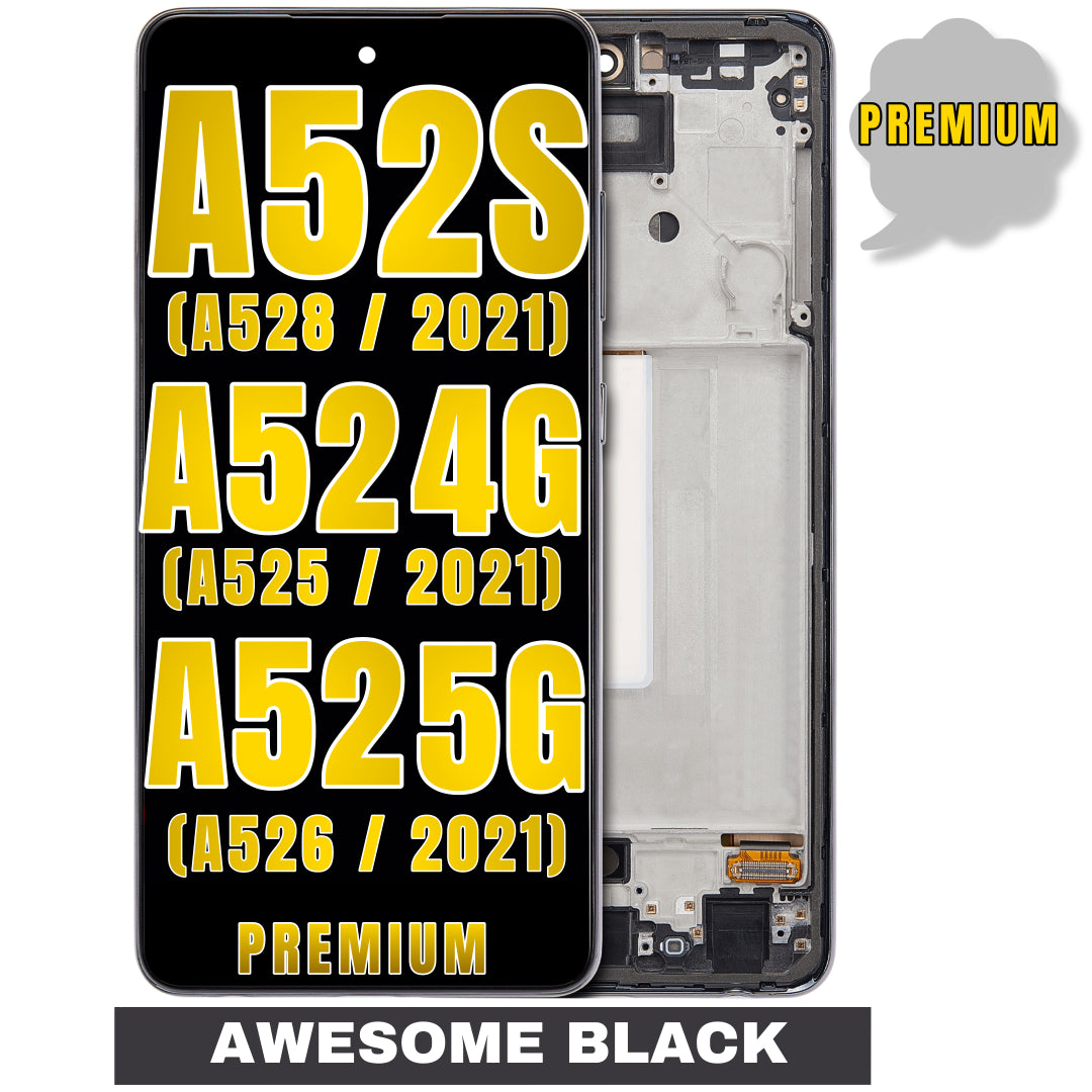 For Samsung Galaxy A52 4G (A525 / 2021) / A52 5G (A526 / 2021) / A52S (A528 / 2021) OLED Screen Replacement With Frame (Premium) (Awesome Black)