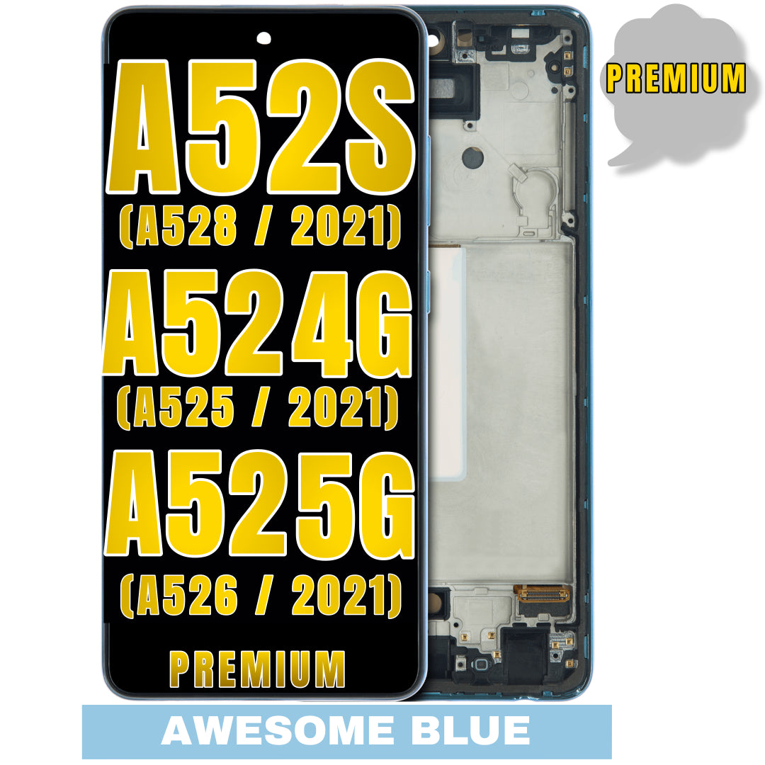 For Samsung Galaxy A52 4G (A525 / 2021) / A52 5G (A526 / 2021) / A52S (A528 / 2021) OLED Screen Replacement With Frame (Premium) (Awesome Blue)