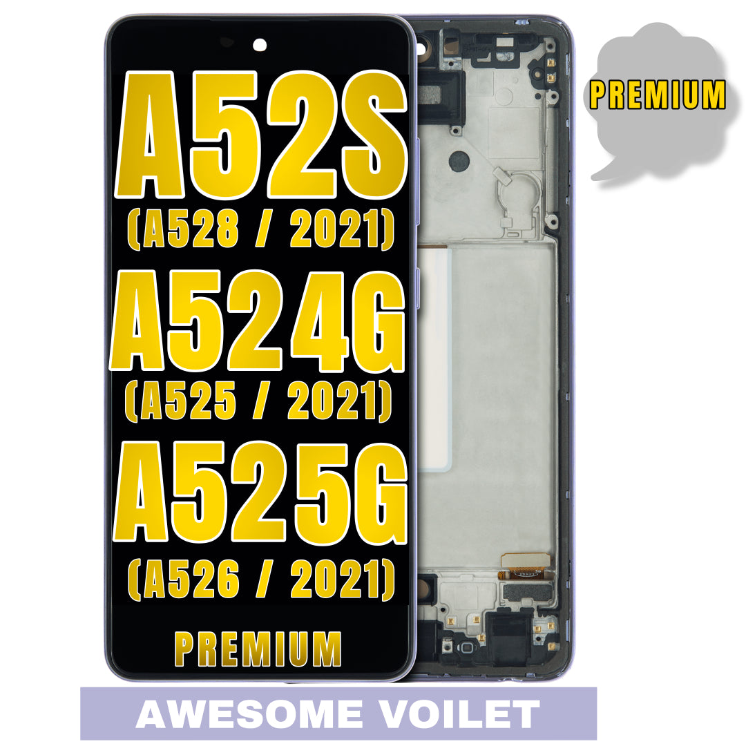 For Samsung Galaxy A52 4G (A525 / 2021) / A52 5G (A526 / 2021) / A52S (A528 / 2021) OLED Screen Replacement With Frame (Premium) (Awesome Violet)