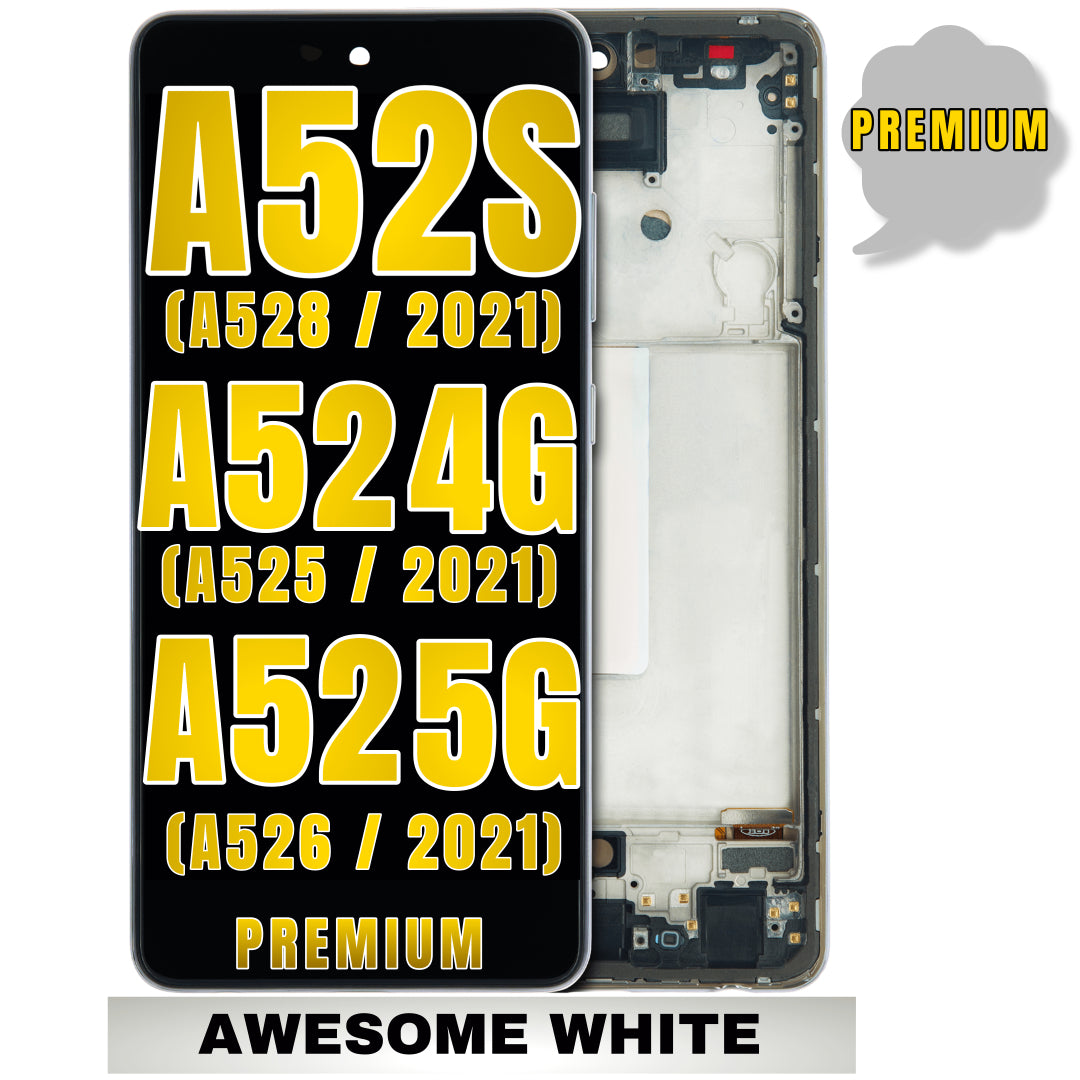 For Samsung Galaxy A52 4G (A525 / 2021) / A52 5G (A526 / 2021) / A52S (A528 / 2021) OLED Screen Replacement With Frame (Premium) (Awesome White)