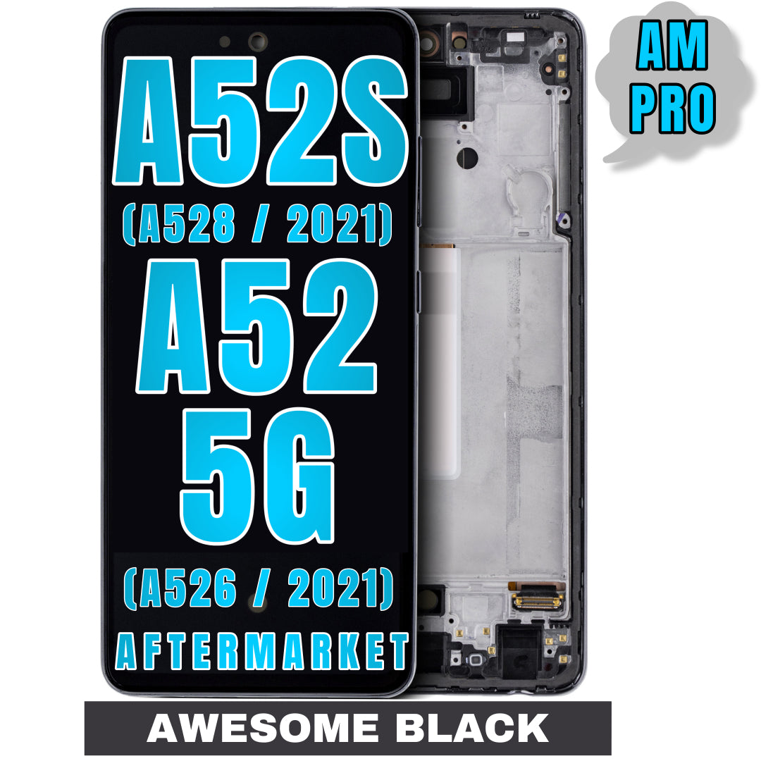 For Samsung Galaxy A52 5G (A526 / 2021) / A52S (A528 / 2021) LCD Screen Replacement With Frame (Without Finger Print Sensor) (Aftermarket Pro) (Awesome Black)