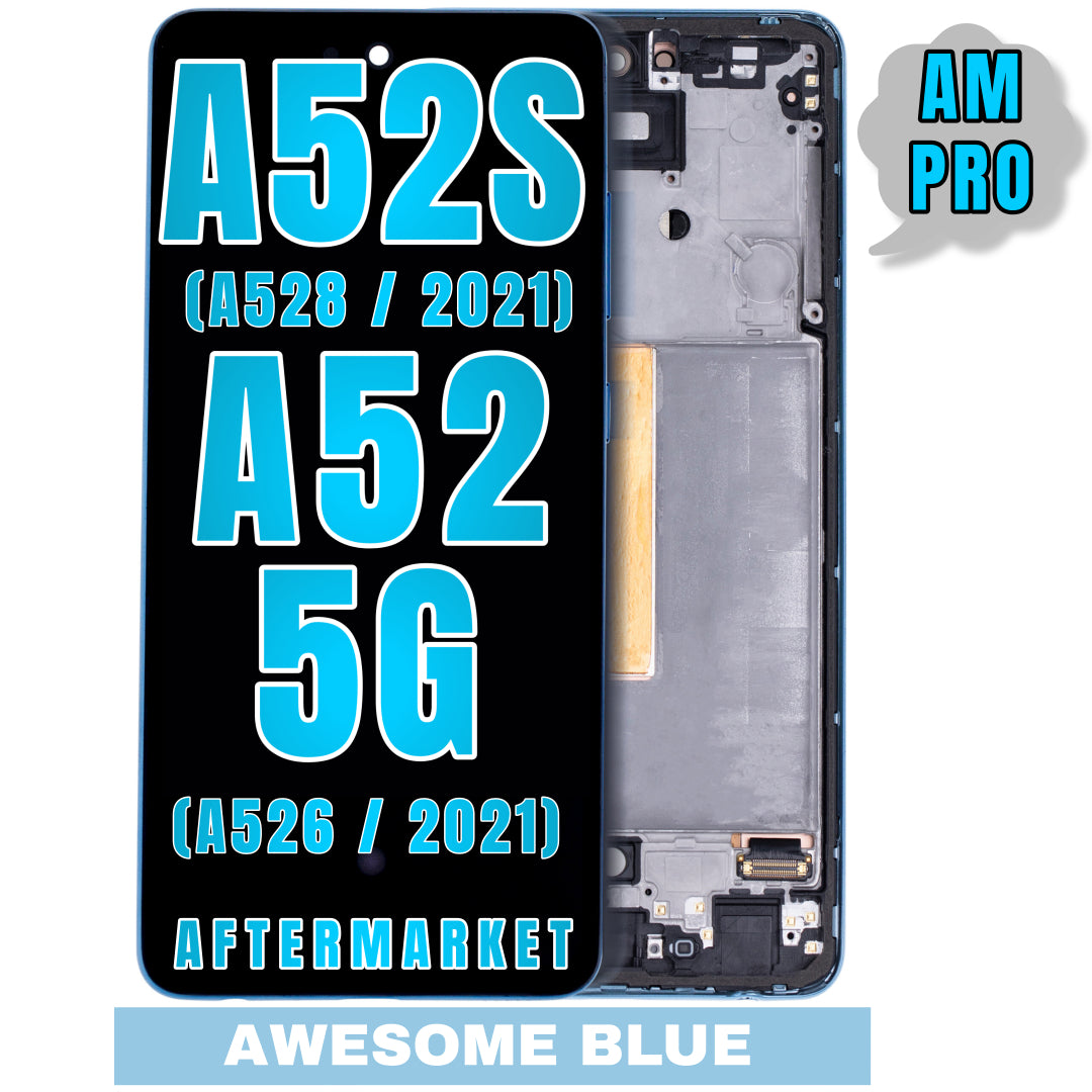 For Samsung Galaxy A52 4G / A52 5G / A52S (A525/A526/A528 / 2021) LCD Screen Replacement With Frame (Without Finger Print Sensor) (Aftermarket Pro) (Awesome Blue)
