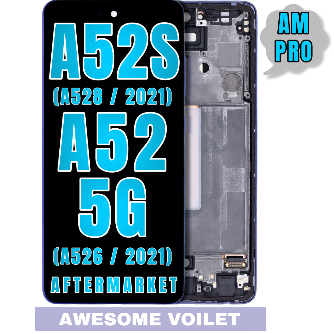 For Samsung Galaxy A52 5G (A526 / 2021) / A52S (A528 / 2021) LCD Screen Replacement With Frame (Without Finger Print Sensor) (Aftermarket Pro) (Awesome Violet)