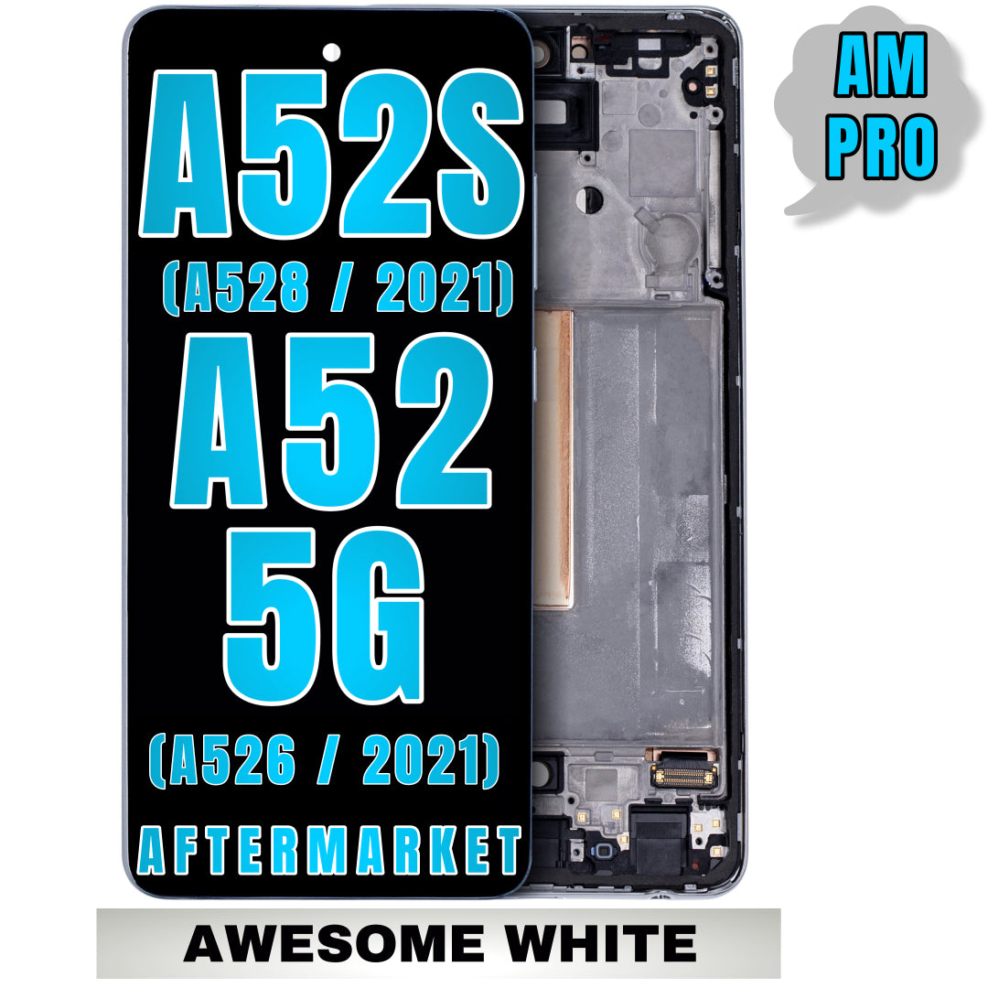 For Samsung Galaxy A52 4G / A52 5G / A52S (A525/A526/A528 / 2021) LCD Screen Replacement With Frame (Without Finger Print Sensor) (Aftermarket Pro) (Awesome White)