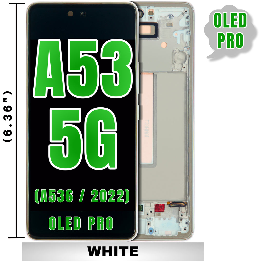 For Samsung Galaxy A53 5G (A536 / 2022) (6.36") OLED Screen Replacement With Frame (Oled Pro) (White)