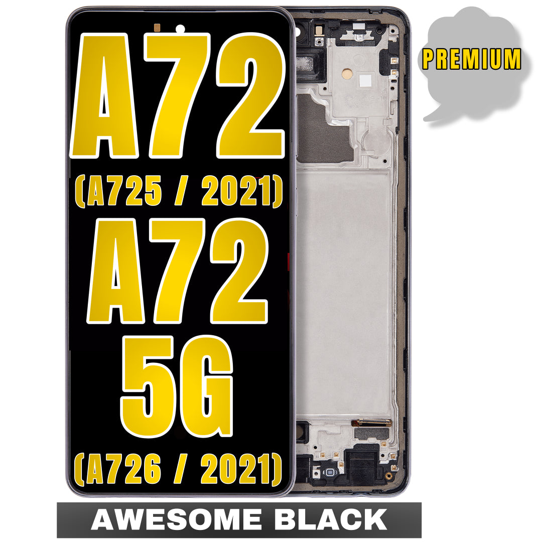 For Samsung Galaxy A72 4G (A725 / 2021) / A72 5G (A726 / 2021) OLED Screen Replacement With Frame (Premium) (Awesome Black)