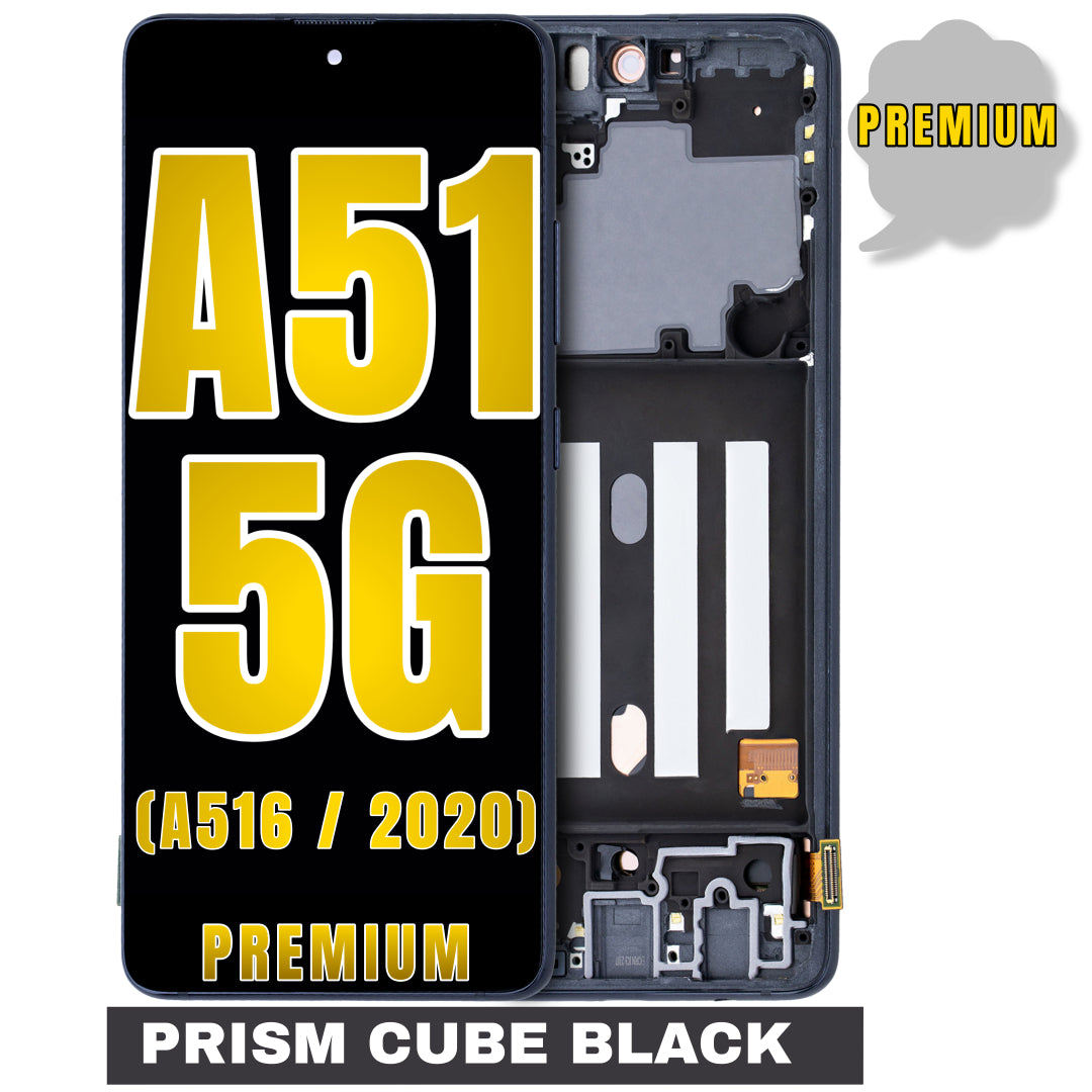 For Samsung Galaxy A51 5G (A516 / 2020) OLED Screen Replacement With Frame (NON-VERIZON 5G UW FRAME) (Premium) (Prism Cube Black)