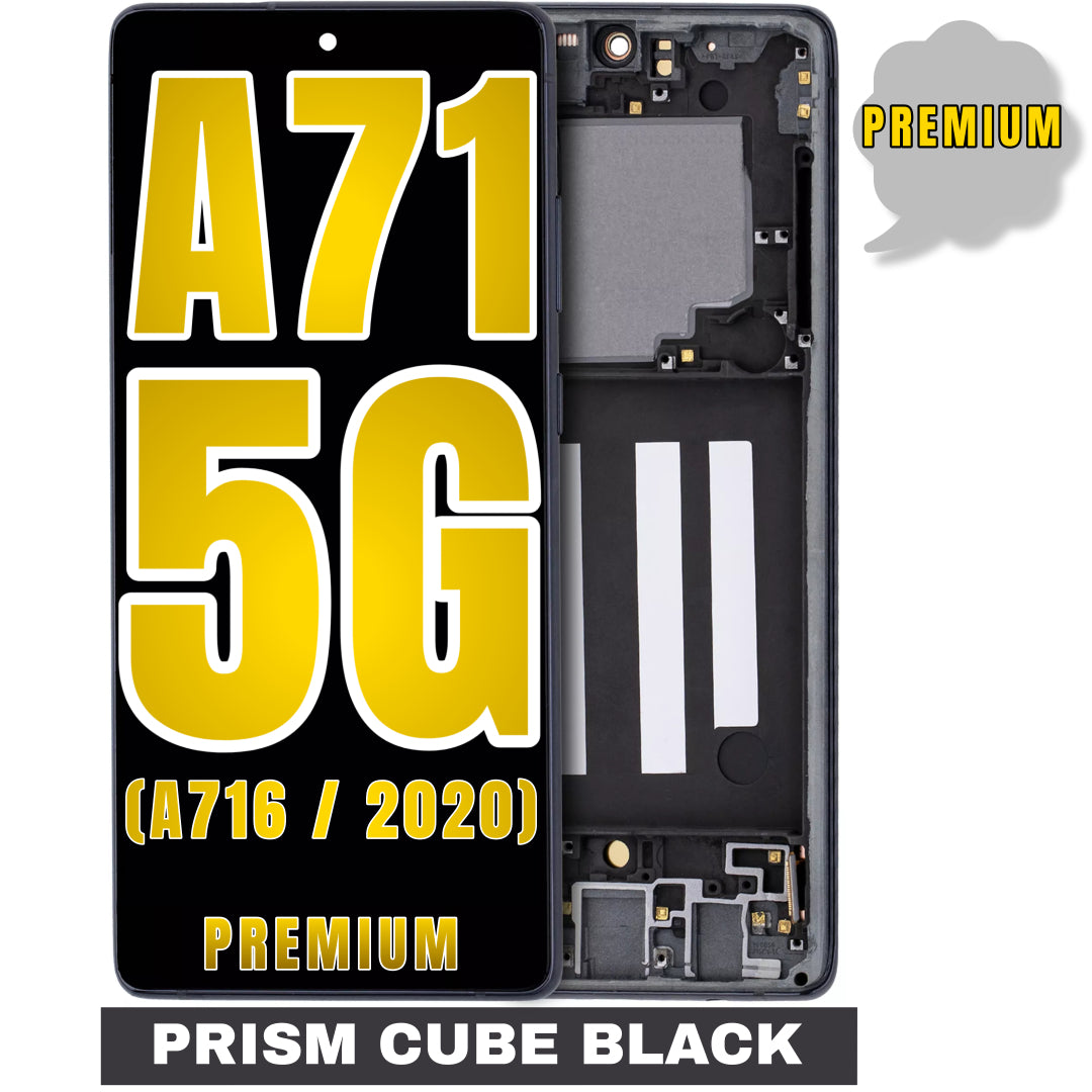 For Samsung Galaxy A71 5G (A716V / 2020) LCD Screen Replacement With Frame / Only For Verizon 5G UW Model (Premium) (Prism Cube Black)