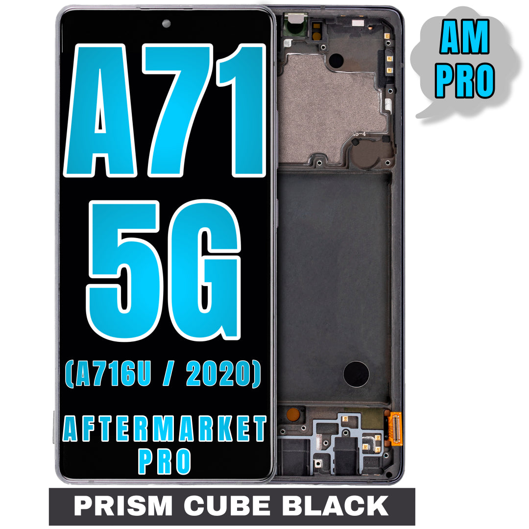 For Samsung Galaxy A71 5G (A716U / 2020) LCD Screen Replacement With Frame / Not Compatible With Verizon (Aftermarket Pro) (Prism Cube Black)