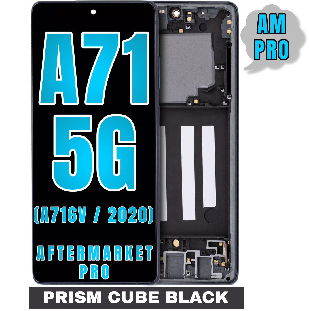 For Samsung Galaxy A71 5G (A716V / 2020) LCD Screen Replacement With Frame / Only For Verizon 5G UW Model (Aftermarket Pro) (Prism Cube Black)