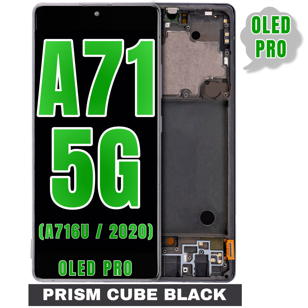 For Samsung Galaxy A71 5G (A716U / 2020) OLED Screen Replacement With Frame / Not Compatible With Verizon (Oled Pro) (Prism Cube Black)