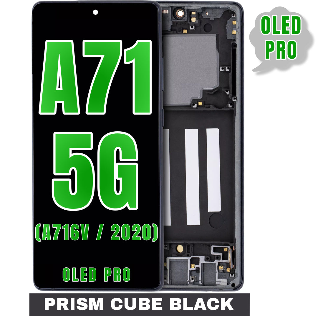 For Samsung Galaxy A71 5G (A716V / 2020) OLED Screen Replacement With Frame / Only For Verizon 5G UW Model (Oled Pro) (Prism Cube Black)