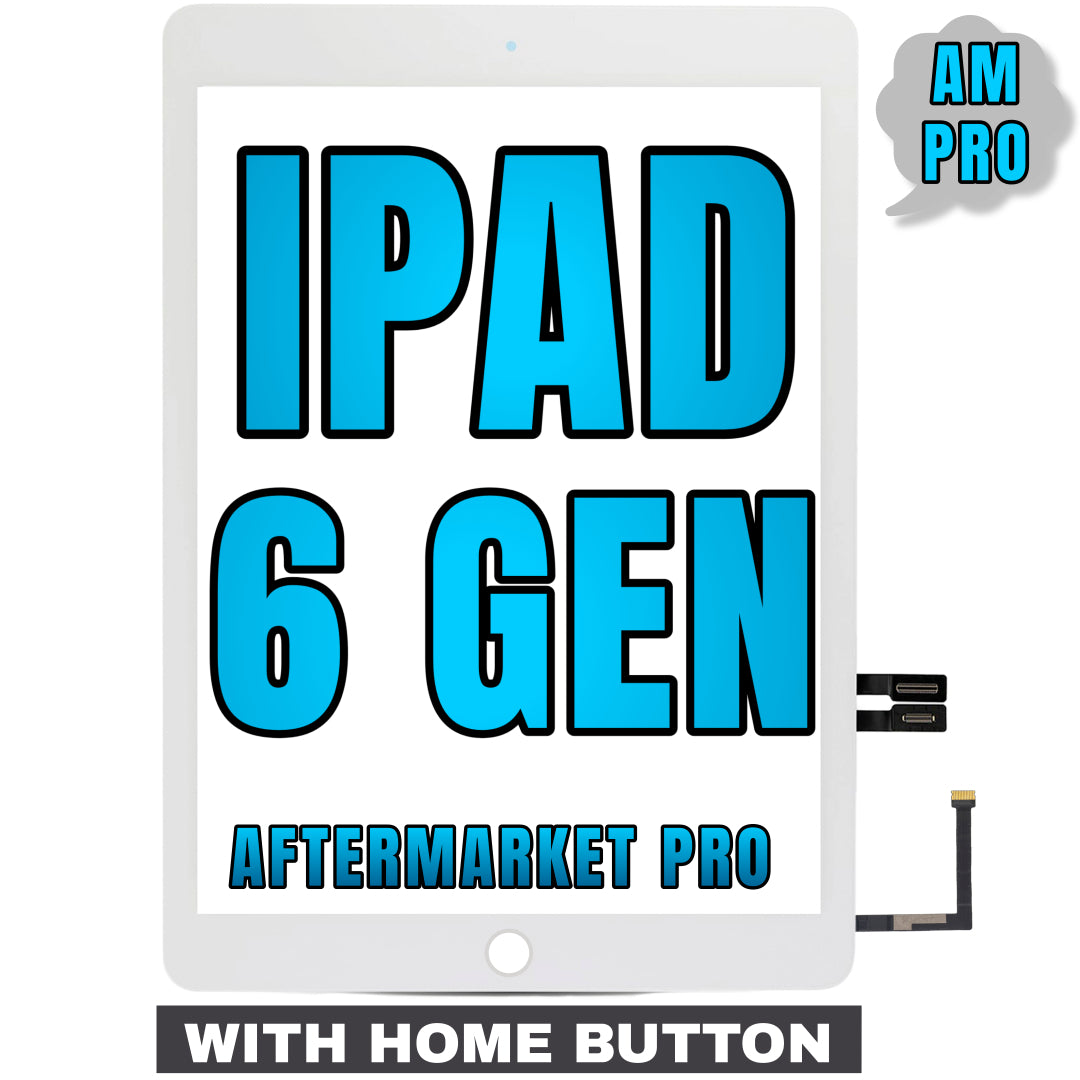 For iPad 6th Gen Digitizer Glass Replacement (With Home Button Pre-Installed) (Aftermarket Pro) (White)