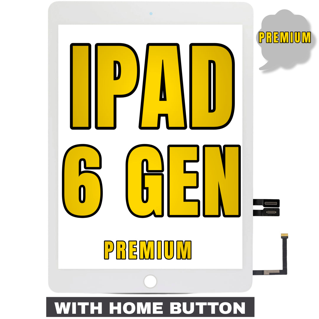 For iPad 6th Gen Digitizer Glass Replacement (With Home Button Pre-Installed) (Premium) (White)