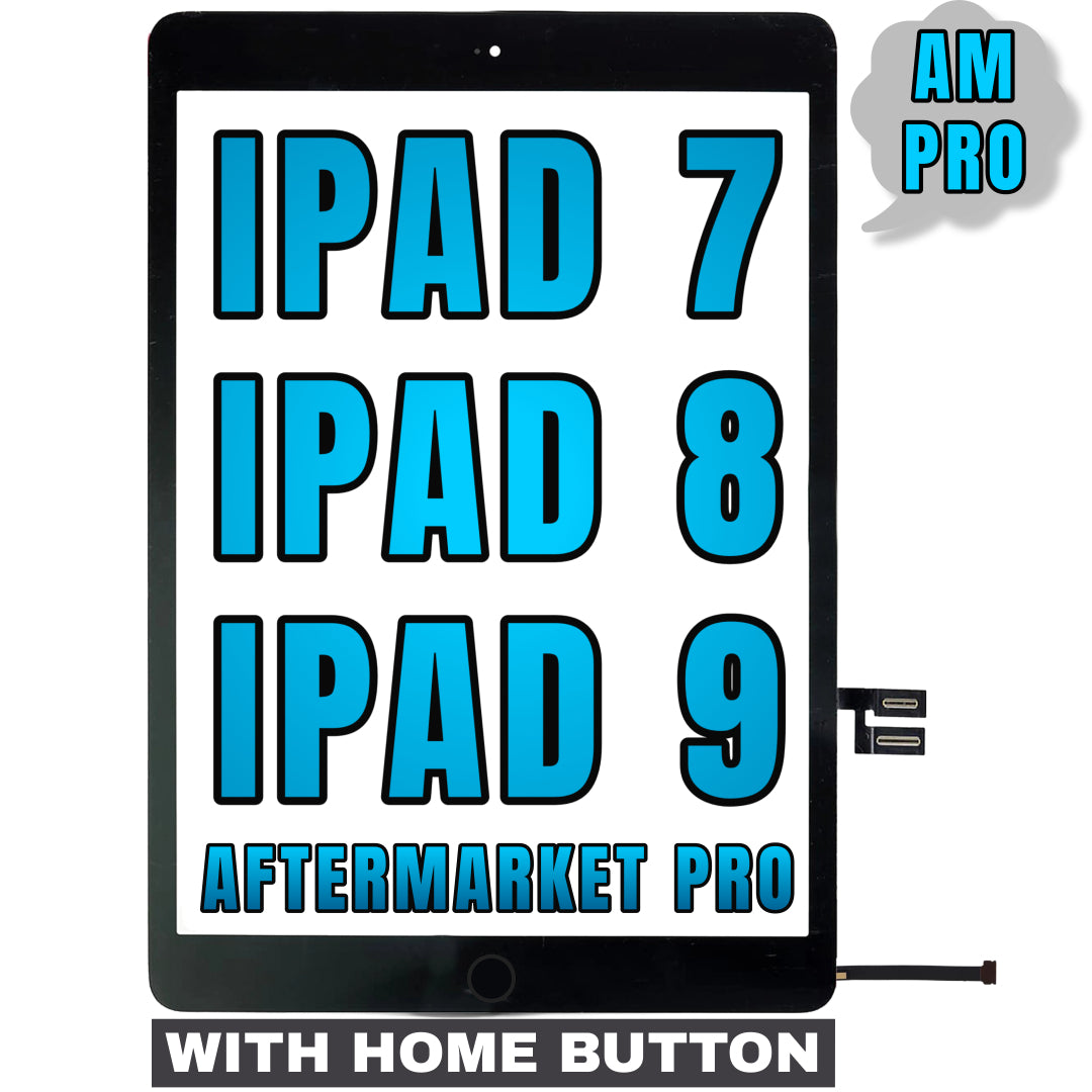 For iPad 7th / 8th / 9th Gen (10.2) Digitizer Glass Replacement (With Home Button Pre-Installed) (Aftermarket Pro) (Black)