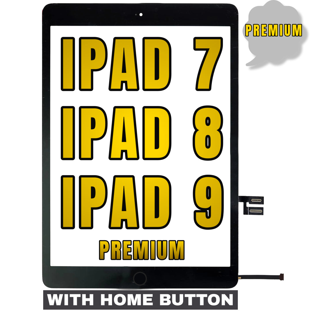 For iPad 7th / 8th / 9th Gen (10.2) Digitizer Glass Replacement (With Home Button Pre-Installed) (Premium) (Black)