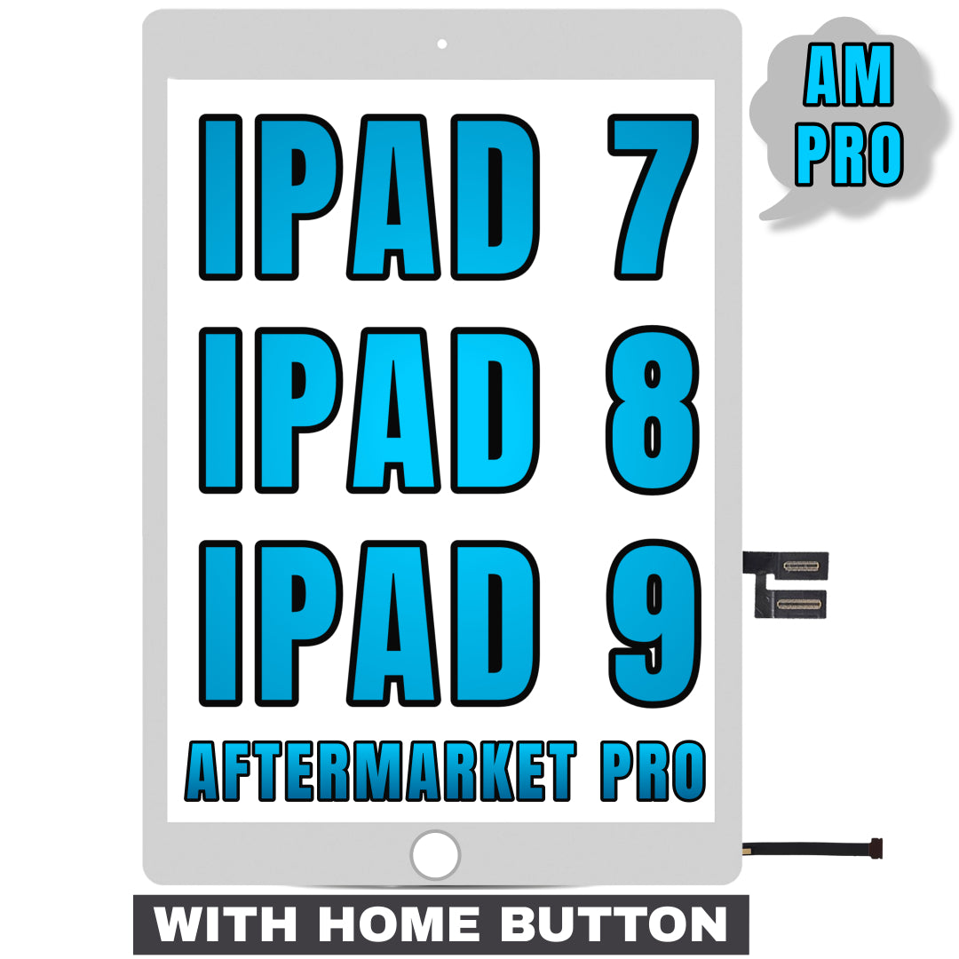 For iPad 7th / 8th / 9th Gen (10.2) Digitizer Glass Replacement (With Home Button Pre-Installed) (Aftermarket Pro) (White)