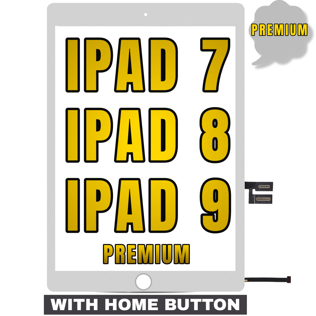 For iPad 7th / 8th / 9th Gen (10.2) Digitizer Glass Replacement (With Home Button Pre-Installed) (Premium) (White)