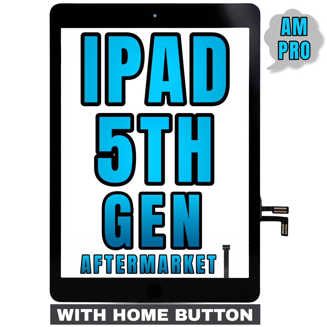 For iPad 5th Gen (2017) Digitizer Glass Replacement (With Home Button Pre-Installed) (Aftermarket Pro) (Black)