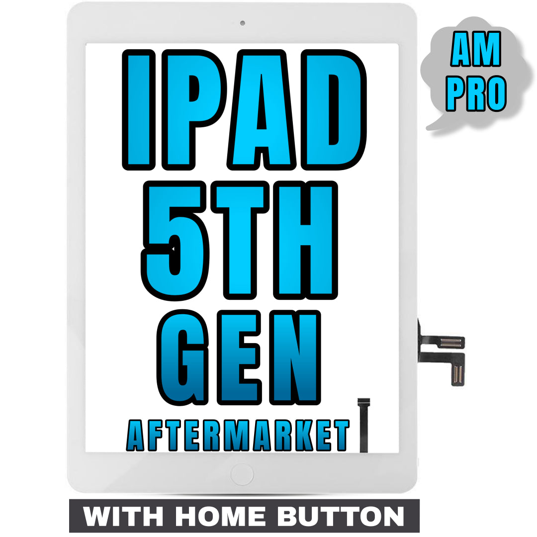 For iPad 5th Gen (2017) Digitizer Glass Replacement (With Home Button Pre-Installed) (Aftermarket Pro) (White)