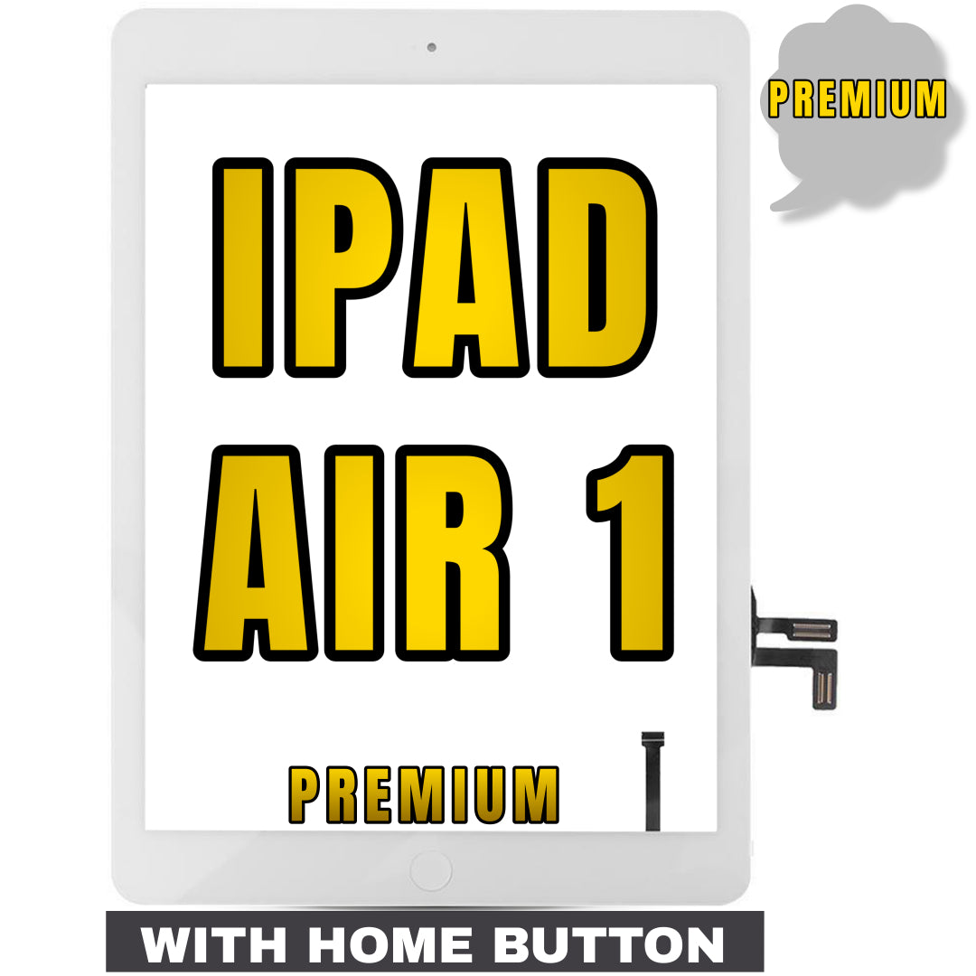 For iPad Air 1 Digitizer Glass Replacement (With Home Button Pre-Installed) (Premium) (White)