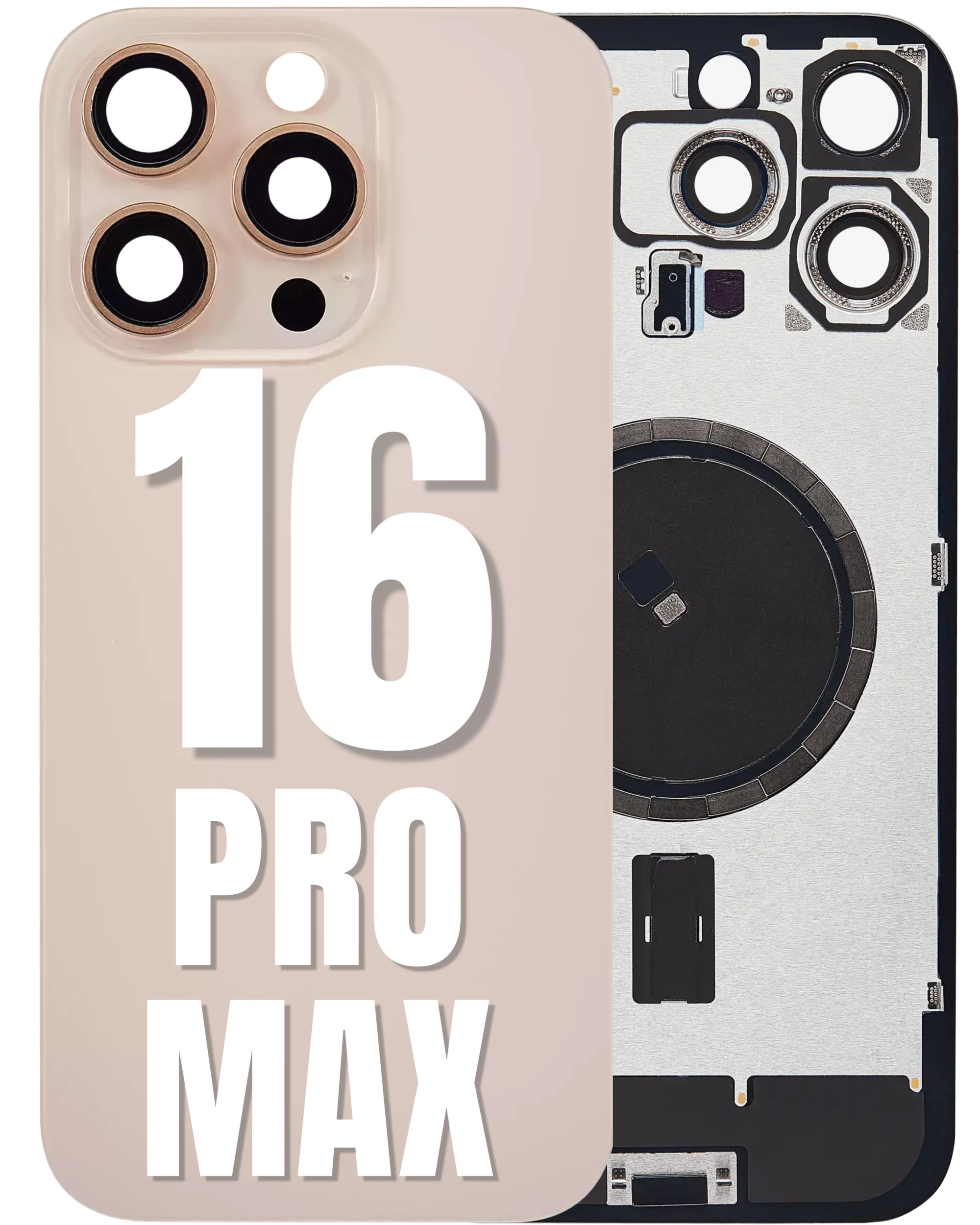 For iPhone 16 Pro Max Back Glass Replacement With Pre-Installed MagSafe Magnet Steel Plate (All Colors)