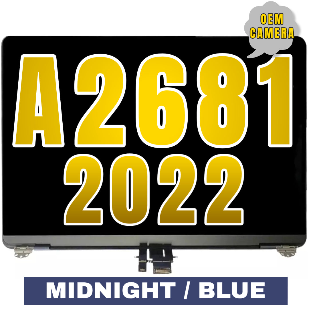 For MacBook Air 13" (A2681 / 2022) LCD Screen With Top Cover / Light Sensor Replacement / OEM Camera (Midnight / Blue))