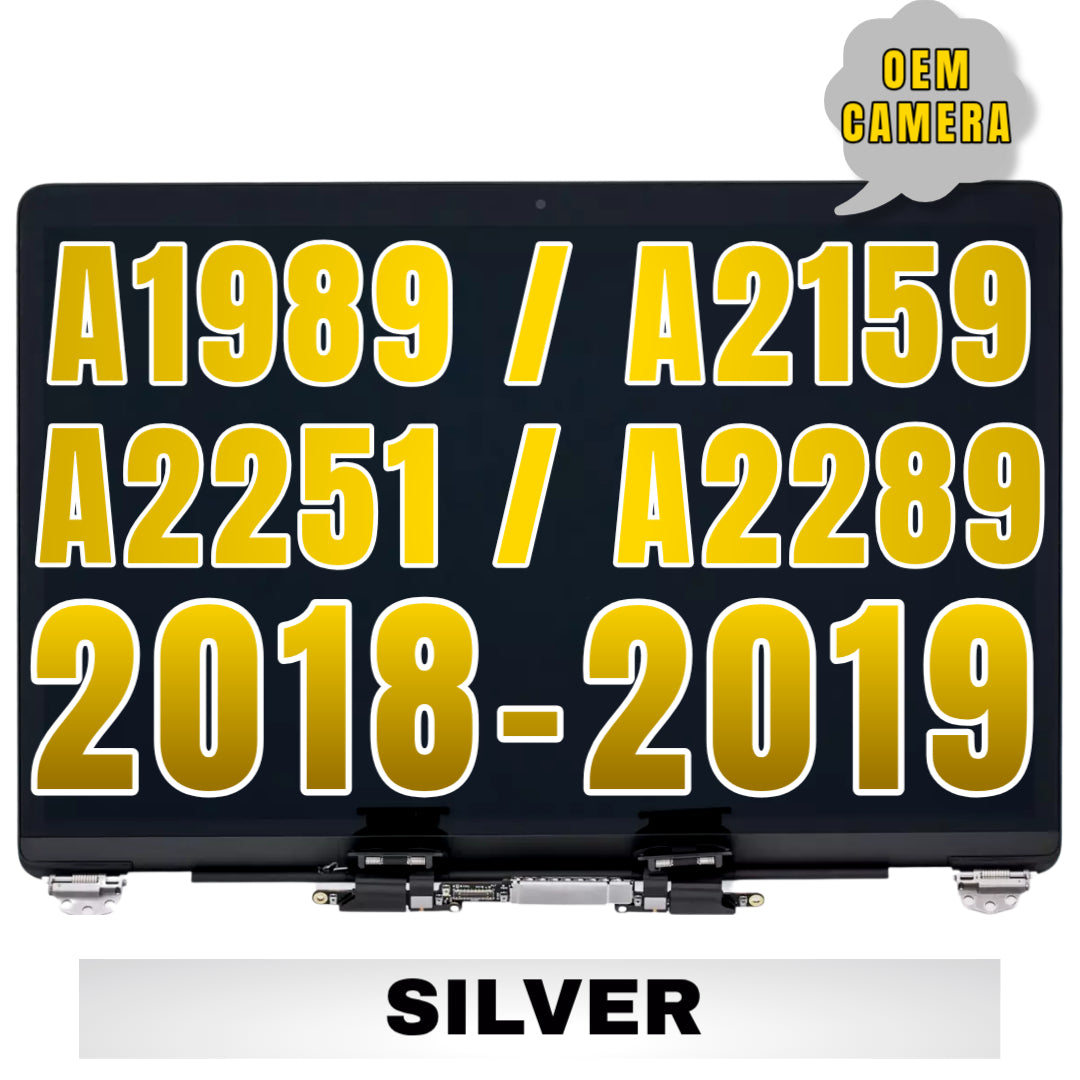 For MacBook Pro 13" A1989 / A2159 Late 2018 Mid 2019 / A2251 / A2289 LCD Screen With Top Cover / Light Sensor Replacement / OEM Camera (Silver)