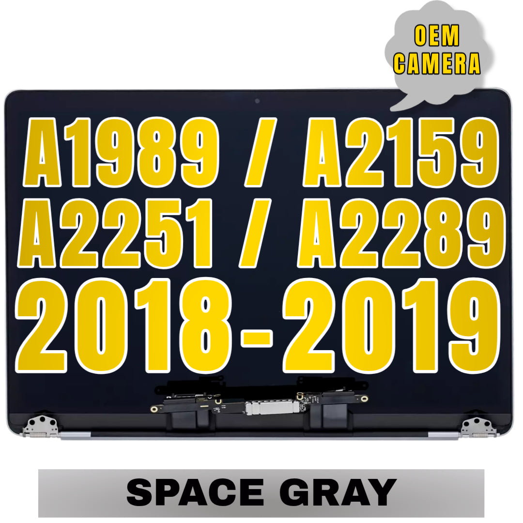 For MacBook Pro 13" A1989 / A2159 Late 2018 Mid 2019 / A2251 / A2289 LCD Screen With Top Cover / Light Sensor Replacement / OEM Camera (Space Gray)