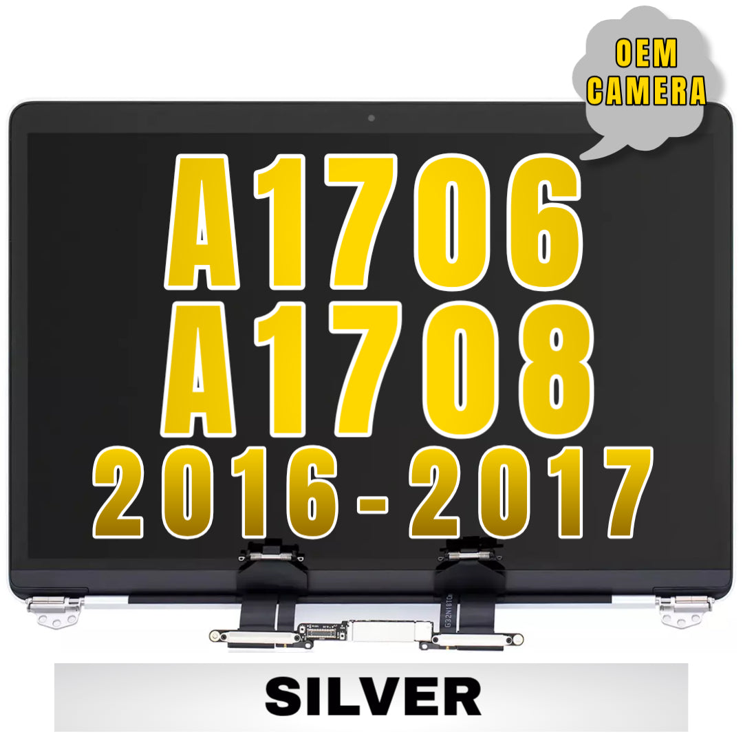 For MacBook Pro 13.3" (A1706 / A1708 Late 2016 Mid 2017) LCD Screen With Top Cover / Light Sensor Replacement / OEM Camera (Silver)