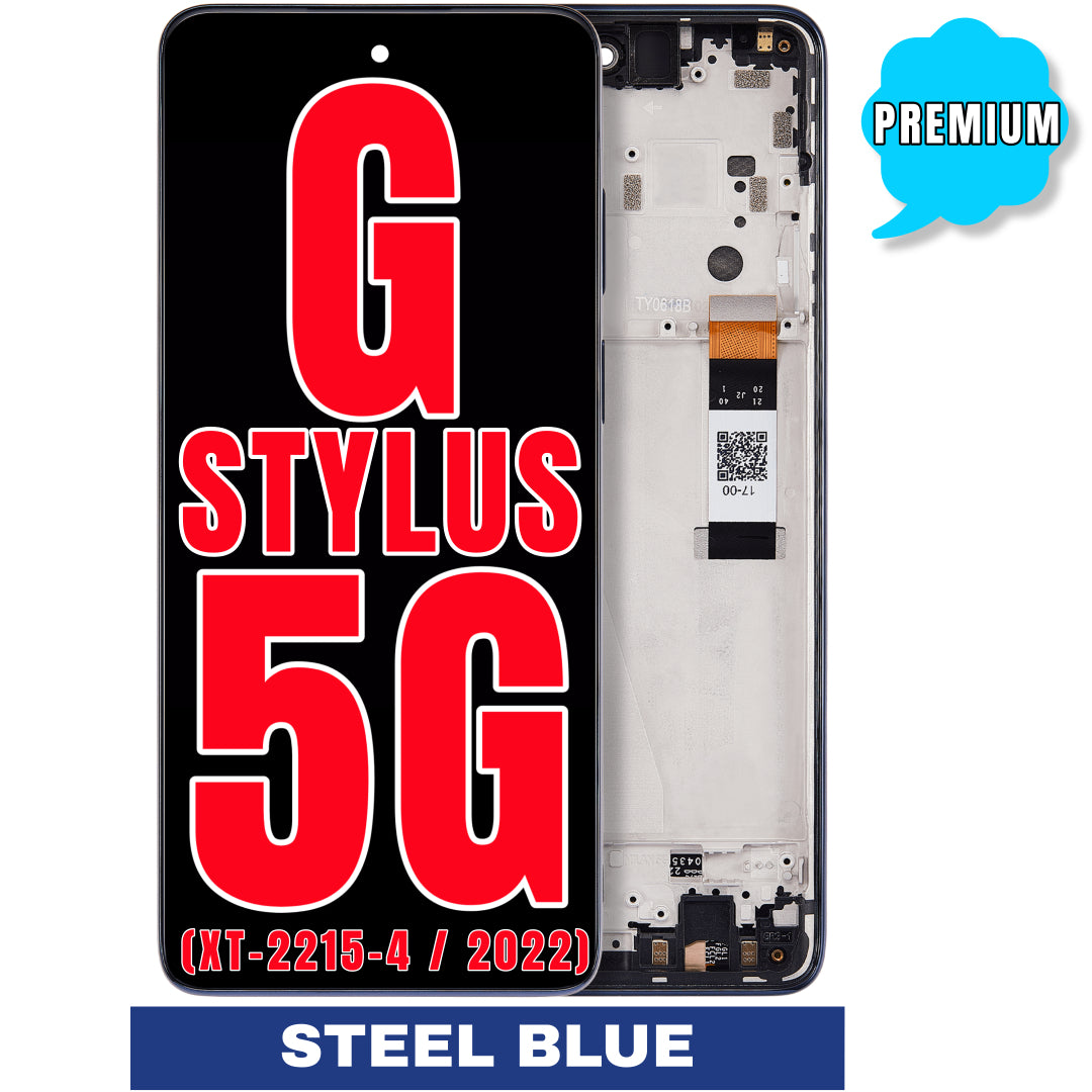 For Moto G Stylus 5G (XT-2215-4 / 2022) LCD Screen Replacement With Frame (Premium) (Steel Blue)