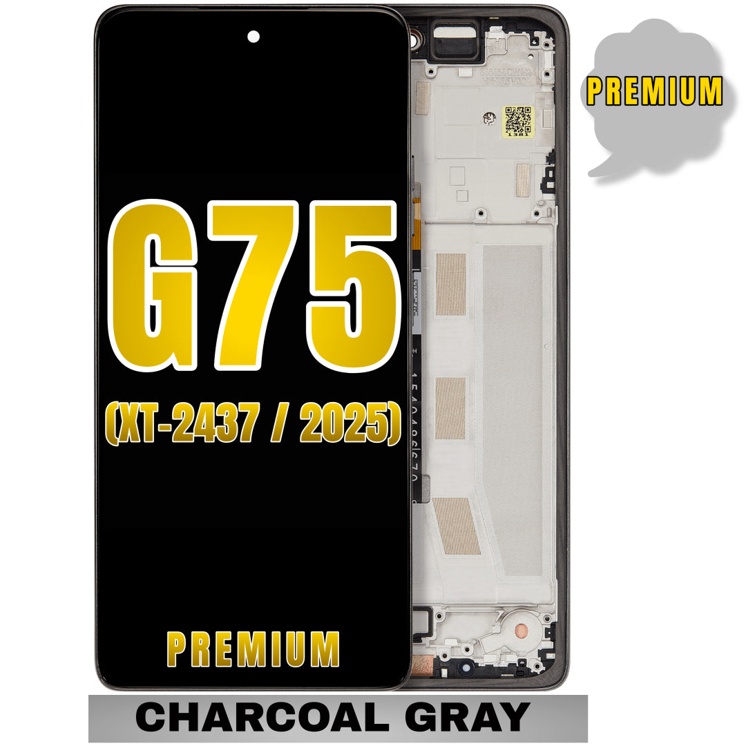 For Moto G75 5G (XT-2437 / 2024) LCD Screen Replacement With Frame (Premium) (Charcoal Gray)