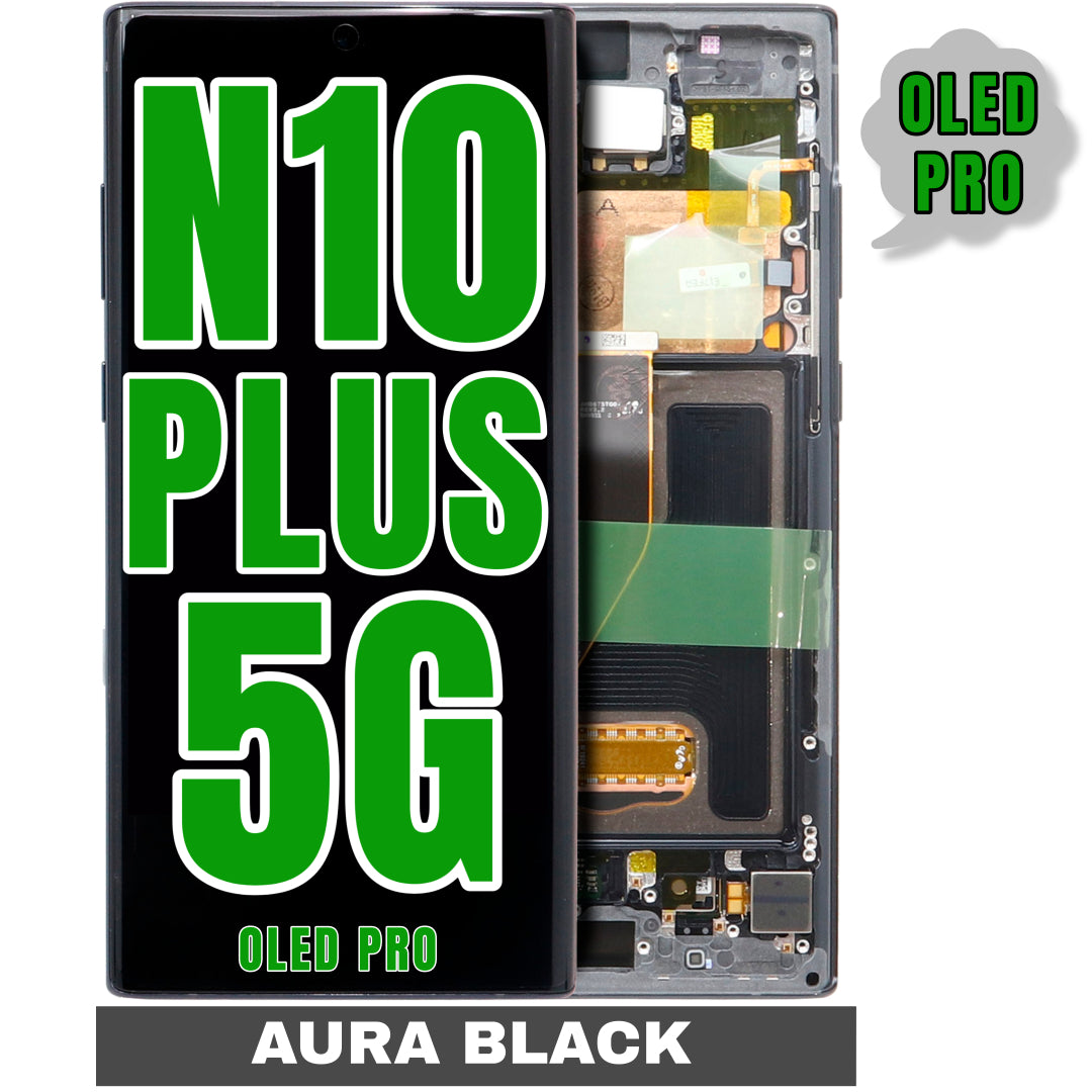 For Samsung Galaxy Note 10 Plus 5G OLED Screen Replacement With Frame (Oled Pro) (Aura Black)