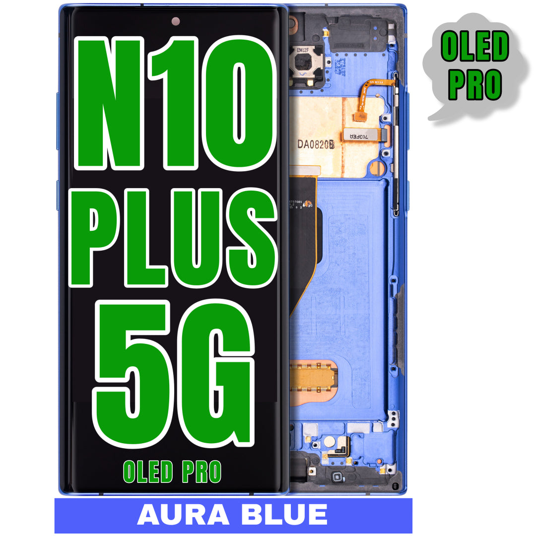 For Samsung Galaxy Note 10 Plus 5G OLED Screen Replacement With Frame (Oled Pro) (Aura Blue)