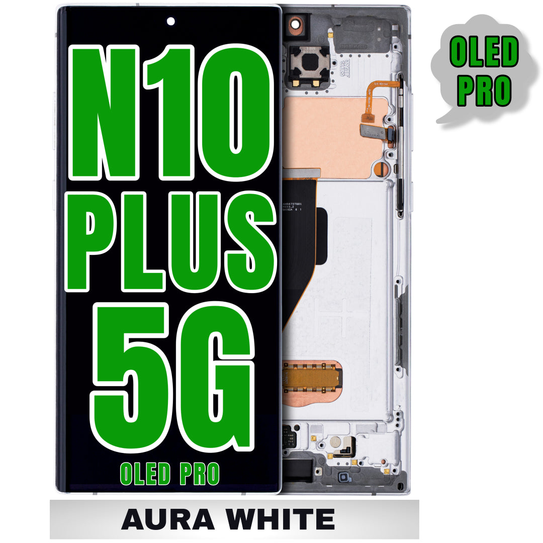 For Samsung Galaxy Note 10 Plus 5G OLED Screen Replacement With Frame (Oled Pro) (Aura White)
