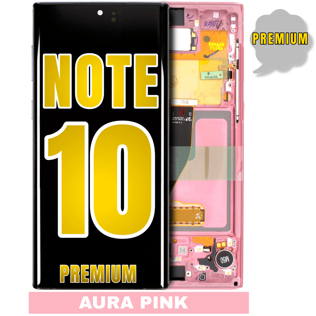 For Samsung Galaxy Note 10 OLED Screen Replacement With Frame (Premium) ( Aura Pink)