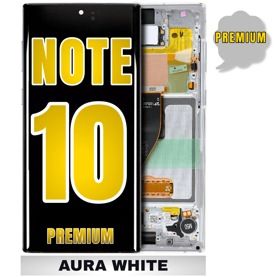 For Samsung Galaxy Note 10 OLED Screen Replacement With Frame (Premium) (Aura White)
